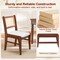 Set of 2 Rattan Back Dining Chairs with Padded Seats and Wooden Frame for Kitchen or Dining Room